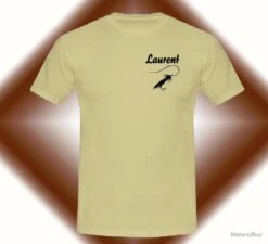 Tee-shirt Blanc, Beige Ou Noir Avec Pêche à La Mouche + Prénom