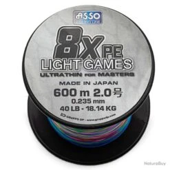 Asso Tresse Light Games 8x Multicolore 40lb 600m