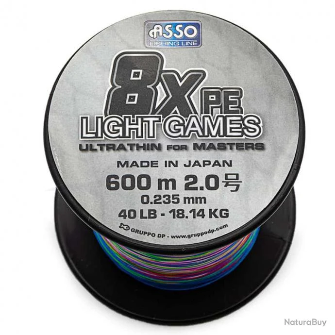 Asso Tresse Light Games 8x Multicolore 40lb 600m