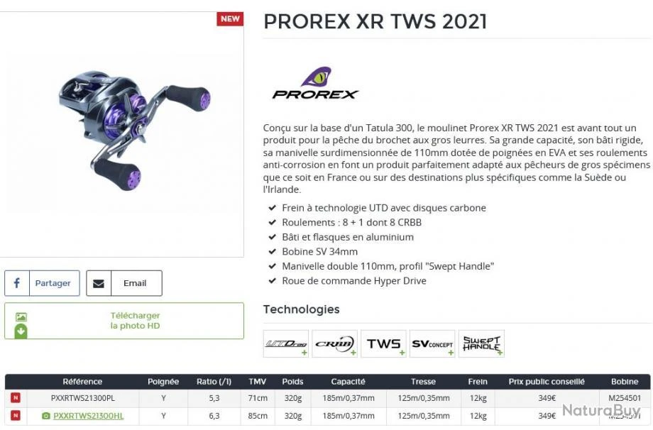 Prorex XR TWS 300 HL 2021 Moulinet Casting Daiwa – Image 2