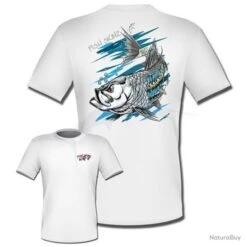 T Shirt Fish Skinz Performance Marble Eye Tarpon Blanc
